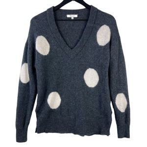 Madewell (XS) Dotted Bartlett V-Neck Sweater Coziest Yarn Gray Polka Dot